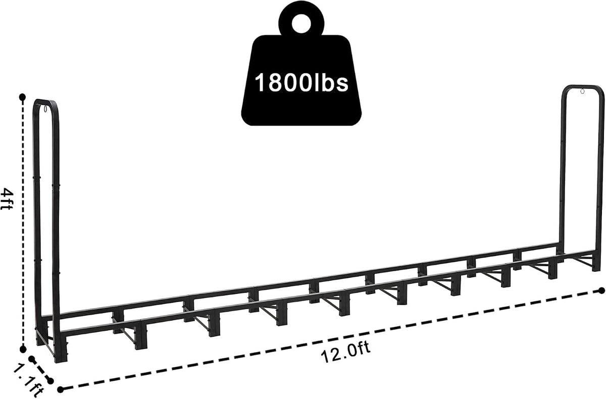 Werph 12FT Firewood Rack Outdoor, Heavy Duty Firewood Storage Rack