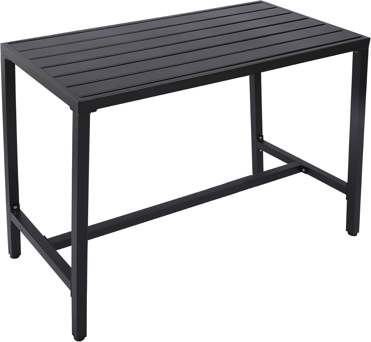 Outdoor Bar Table, Patio Console Pub Height Tables with Powder Coated Steel Frame, Weather Resistant Waterproof Top for Hot Tub, Balcony, Garden, Yard, Poolside (47" Wide Bar Table, Black)