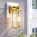 Tipace Outdoor Wall Lantern 2 Pack Gold Exterior Wall Sconce with Clear Glass Shade Wall Mount Lights for Entryway,Porch,Doorway(Bulb Not Included)