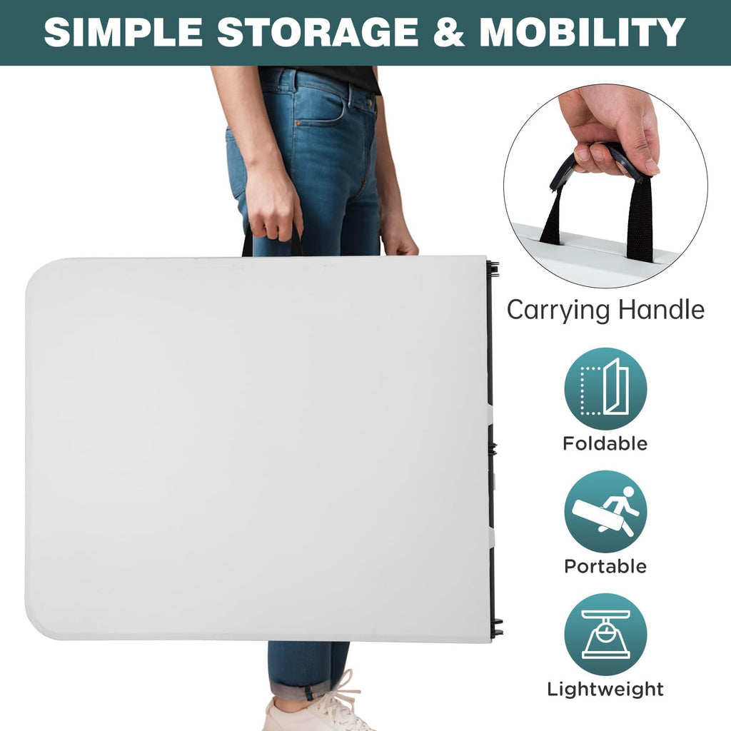 FDW | 6FT Folding Table | White | Portable Plastic Table