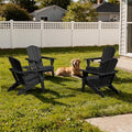 AreShark HDPE Folding Adirondack Chair with Cup Holder, Black