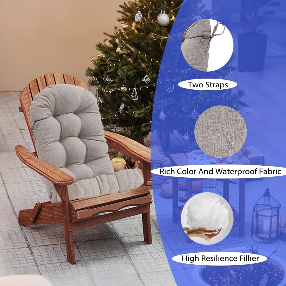 Outdoor Rocking Chair Cushion for Adirondack Chair, High Back Patio Outdoor Seat Chair Cushion 49x19in, Tan,Taupe