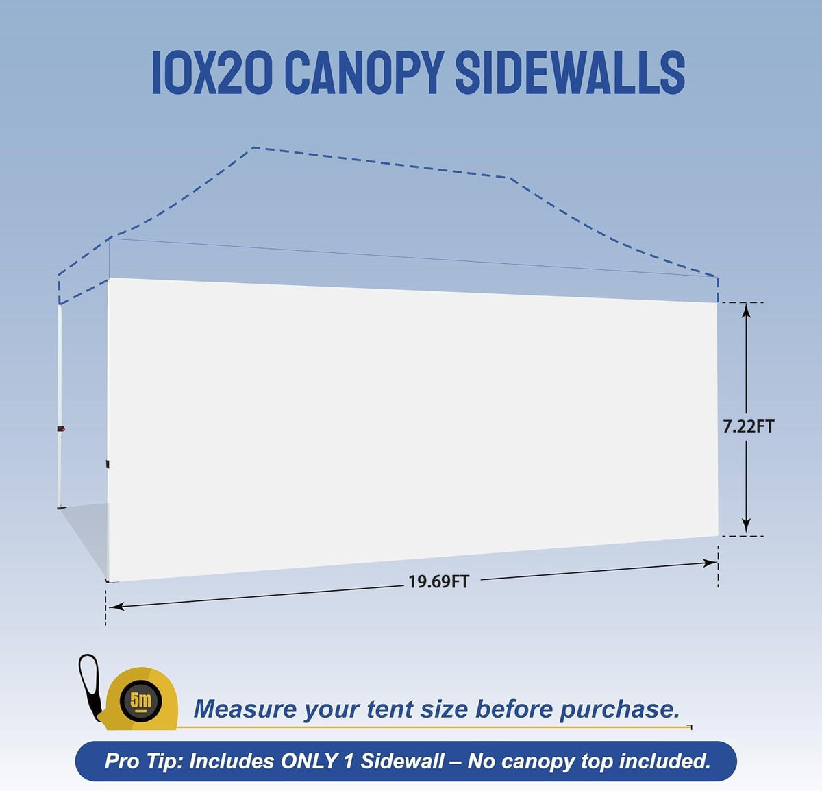 crown shades sidewall only for 10x20 pop up, close-up detail