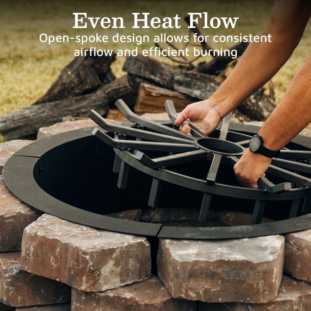 Ash & Ember 40" Wagon Wheel Fire Pit Grate, High Efficiency & Sm...