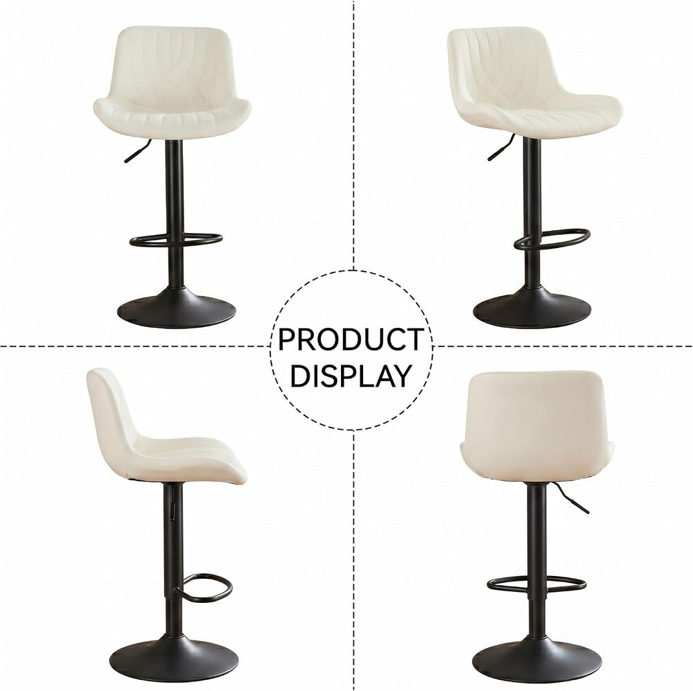 Adjustable Swivel Bar Stools Set of 4, Beige PU Leather Counter Height