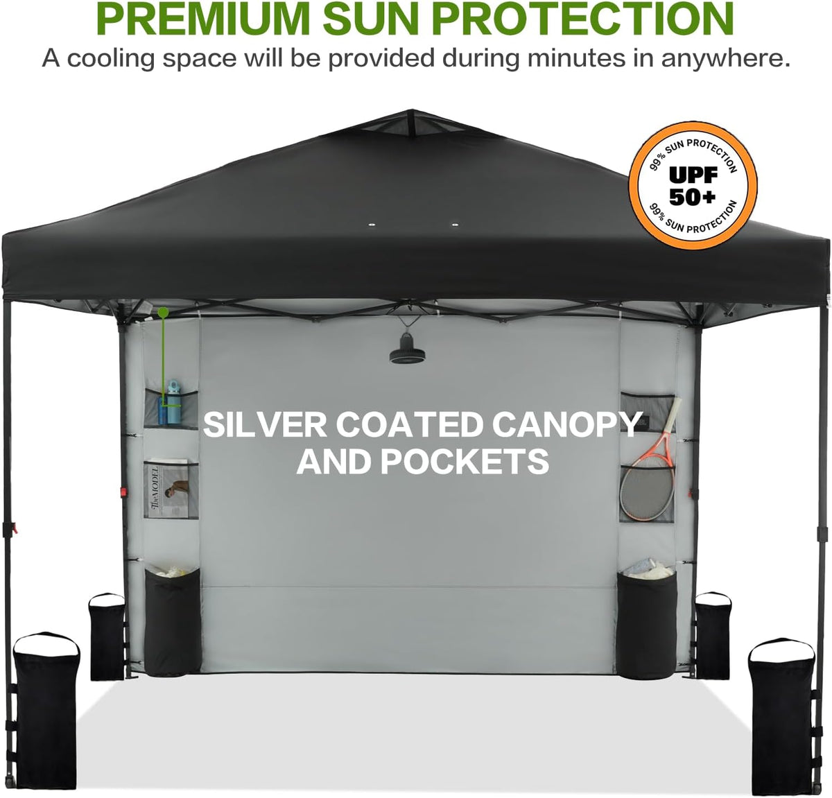 tunbne 10x10 pop up canopy tent outdoor with, side view