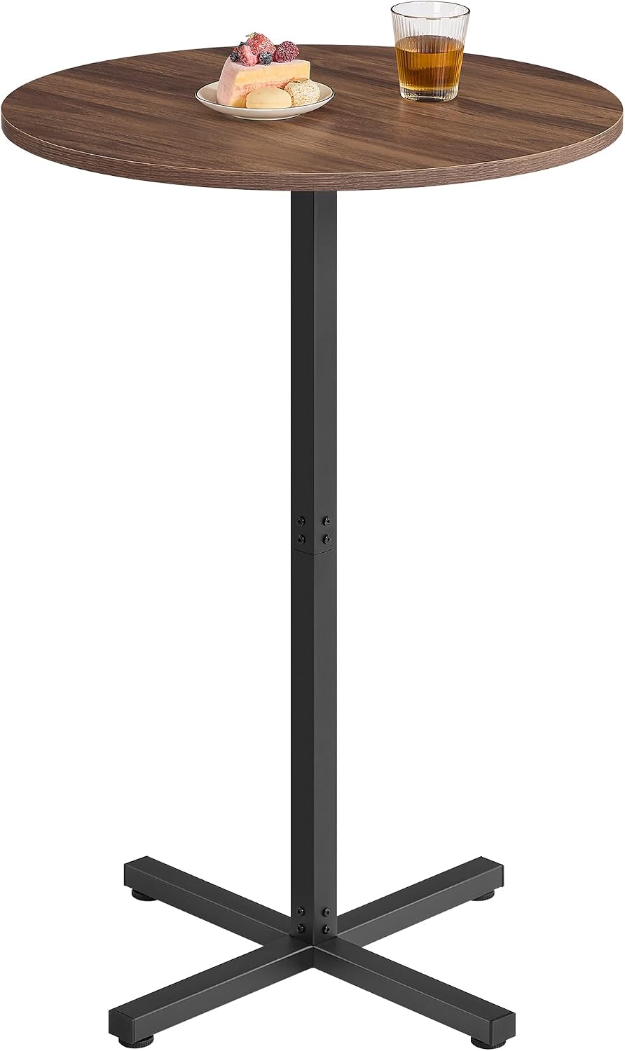 VASAGLE Round Bar Table, High Top Bar Pub Table, Metal Frame and Cross Base