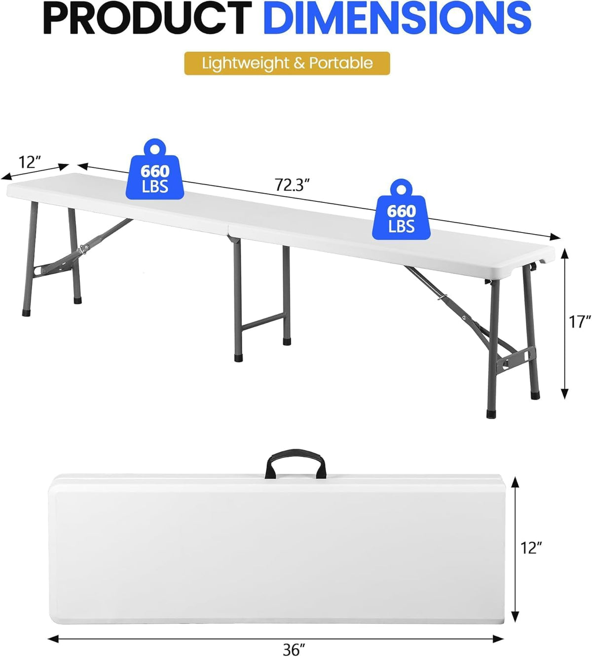 ZENY 6 Feet Picnic Table Set with 2 Benches