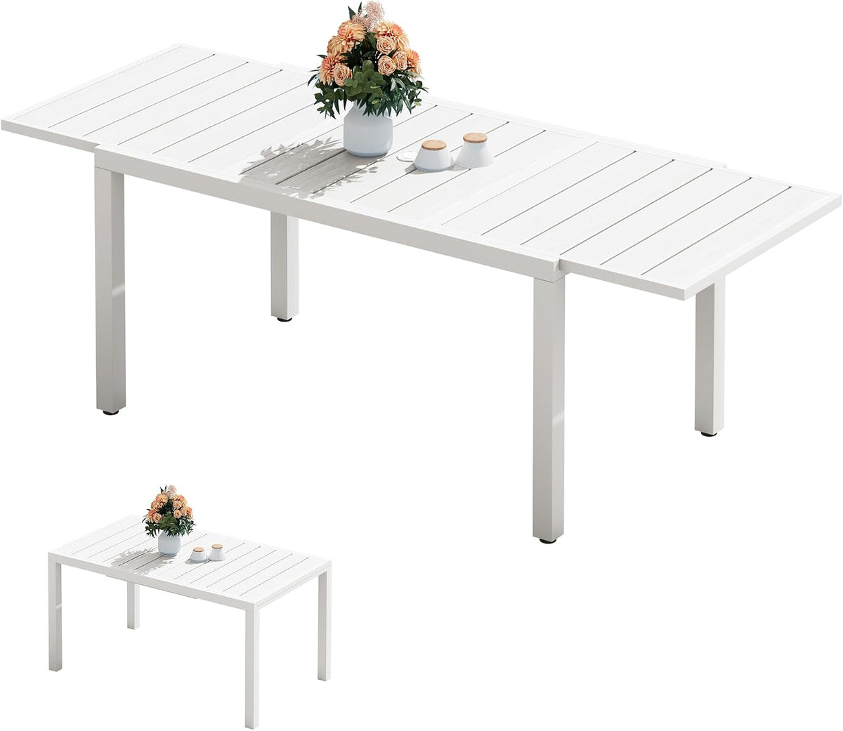 SERWALL Outdoor Expandable Dining Table, White