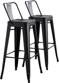 AC Pacific 30” Metal Barstool Set of 2 – Country Rustic Style with Low Back, Lightweight & Sturdy Build, Easy Assembly – Matte Black