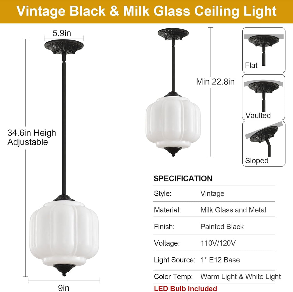 9in milk glass schoolhouse light fixture vintage, bulb on a desk or shelf