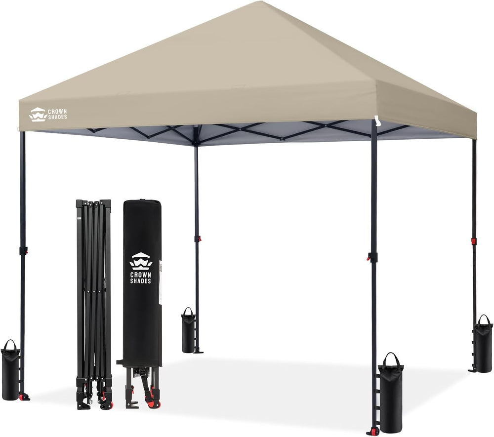 CROWN SHADES 8x8 Pop Up Canopy, Outdoor Canopy Tent, Beige
