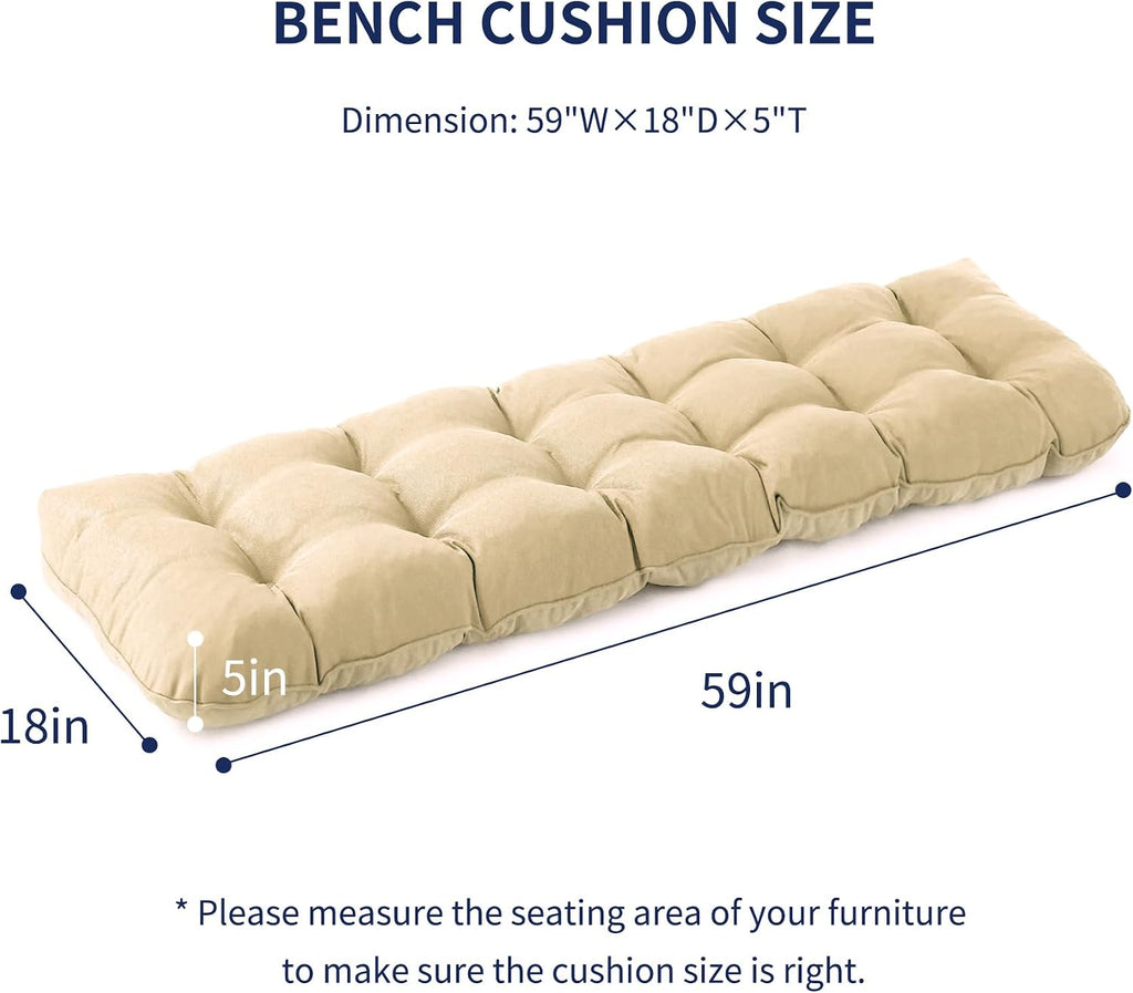 IPYNBAP Outdoor Bench Cushion, 59x18x5 Inch, Beige