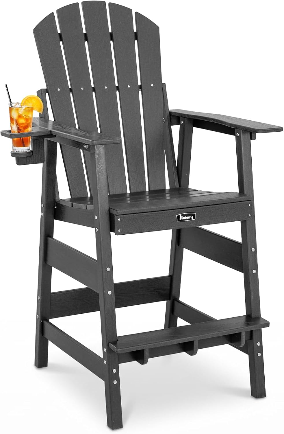 FUNBERRY Tall Adirondack Chair, High Top Balcony Chair with Cupholder