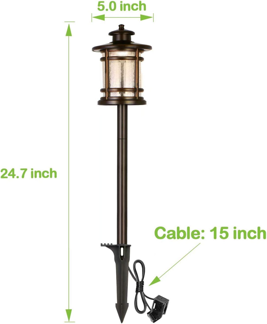 hykolity Low Voltage ORB LED Landscape Path Light with Crackled Glass Shade