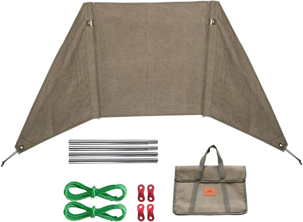 camping moon Canvas Campfire Wind Screen 65 x 27 in Khaki B-660