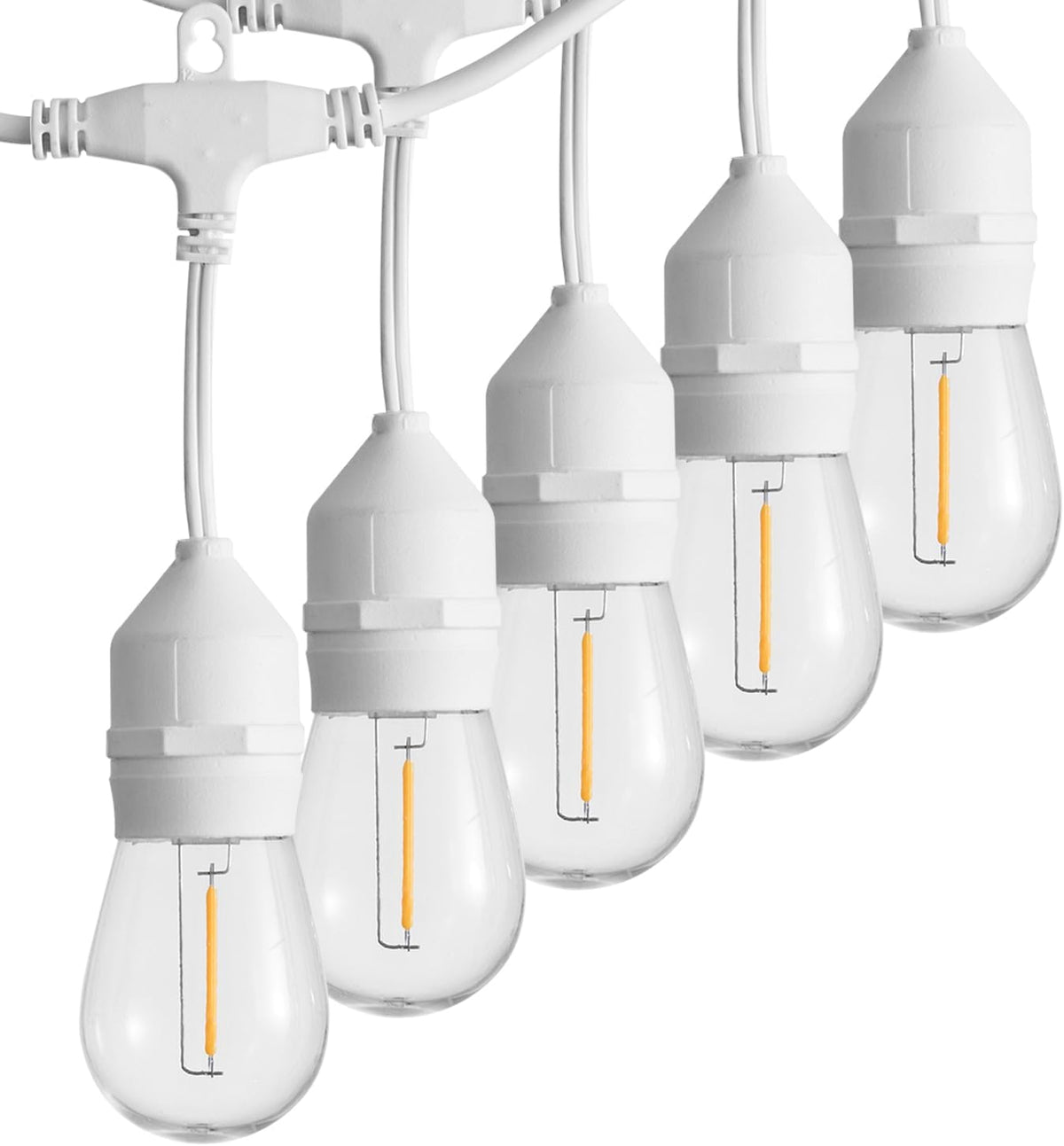 SUNTHIN 105FT White Outdoor String Lights, 34 1W LED Bulbs