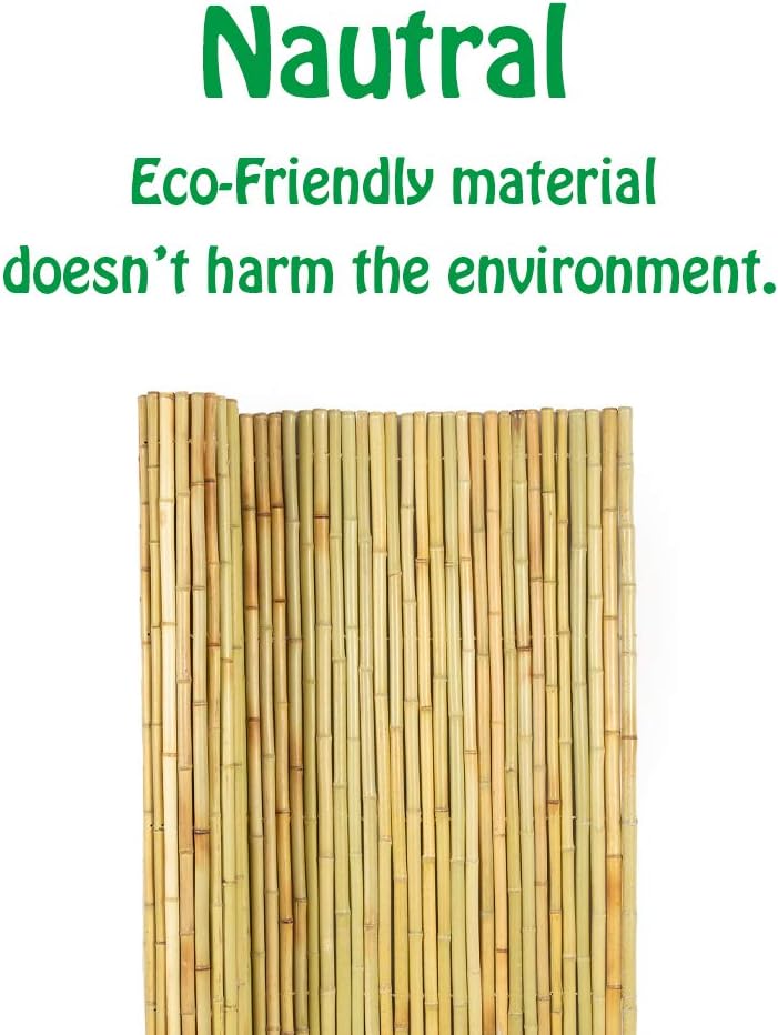 Mininfa Natural Rolled Bamboo Fence, Eco-Friendly Bamboo Fencing, 4 ft High x 6 ft Long