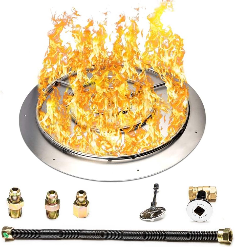 Stainless Steel Fire Pit Burner Pan Kit, NG, 36-Inch Burner Pan