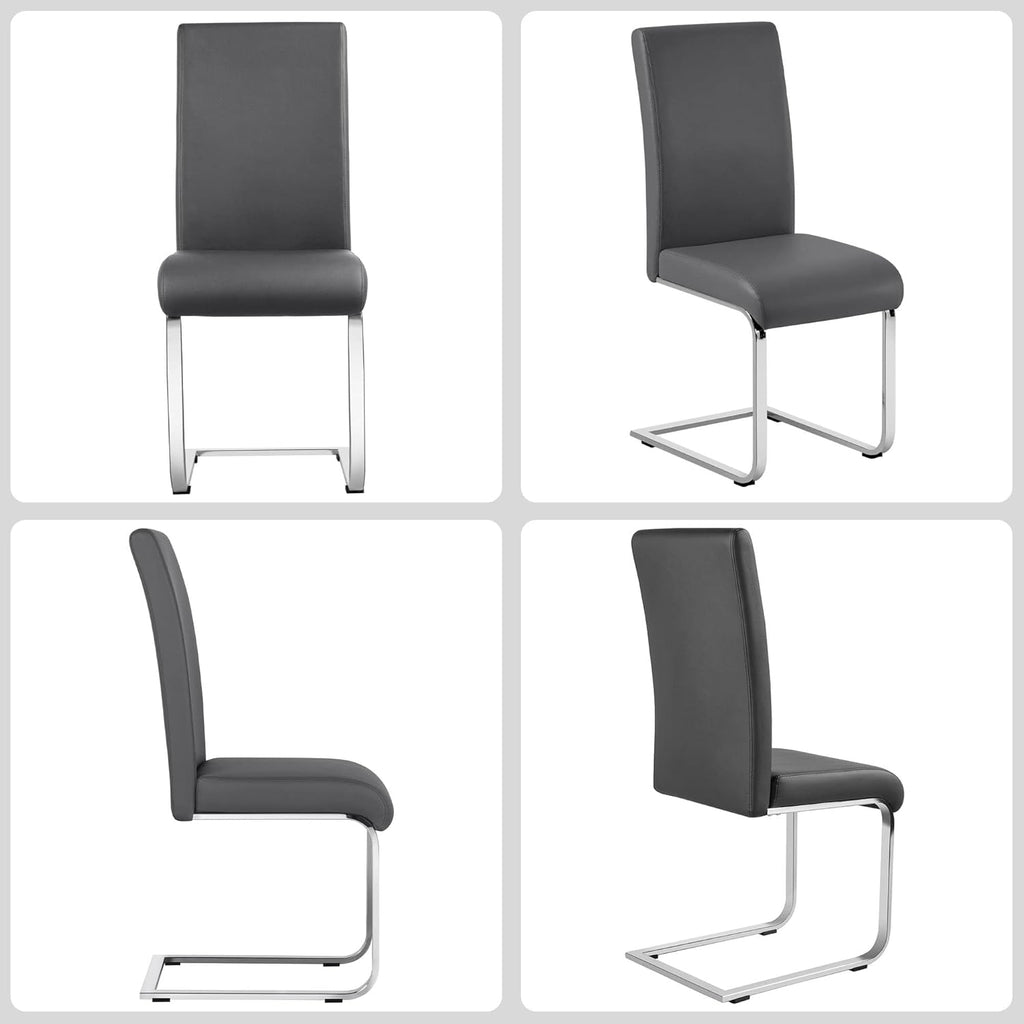 Yaheetech Dining Chairs Set of 2 High Back Modern Kitchen Chairs Dark Gray