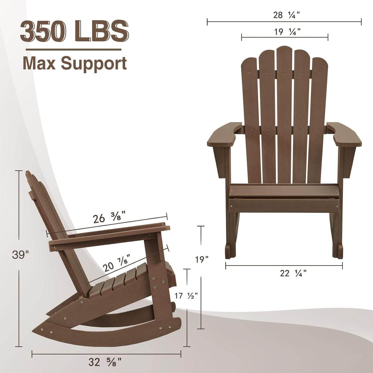 psilvam hdpe adirondack patio rocking chair set of, close-up detail