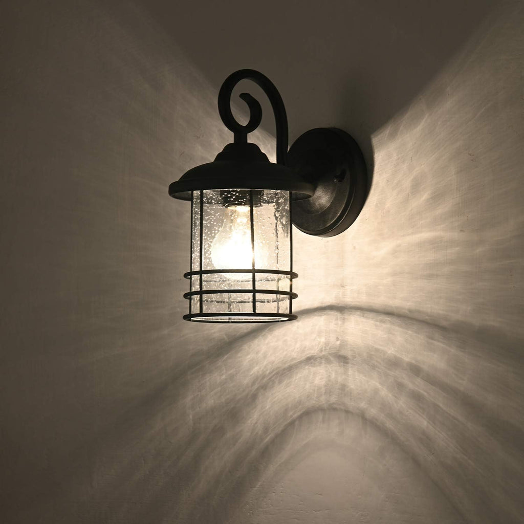 MICSIU 5.5" Wide Compact Narrow Farmhouse Matte Black Porch Light 2 Pack