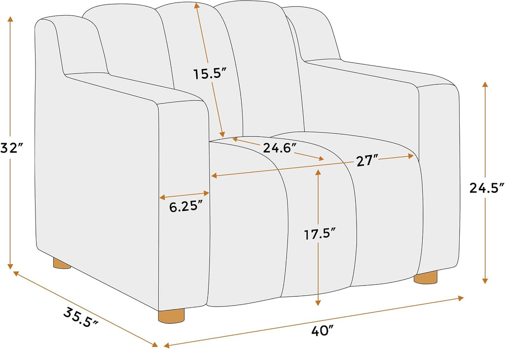 VANOMi Oversized Accent Chair for Living Room, Boucle White, Set of 2