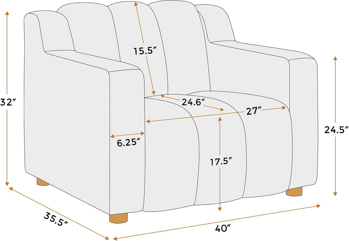 VANOMi Oversized Accent Chair for Living Room, Boucle White, Set of 2