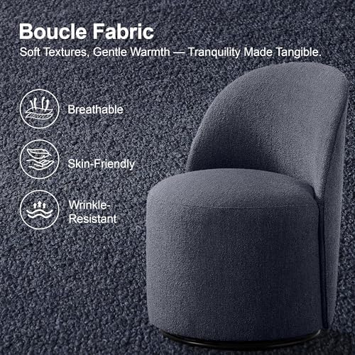 Upholstered Swivel Dining Chair Set of 2 No Assembly Boucle Side Chair