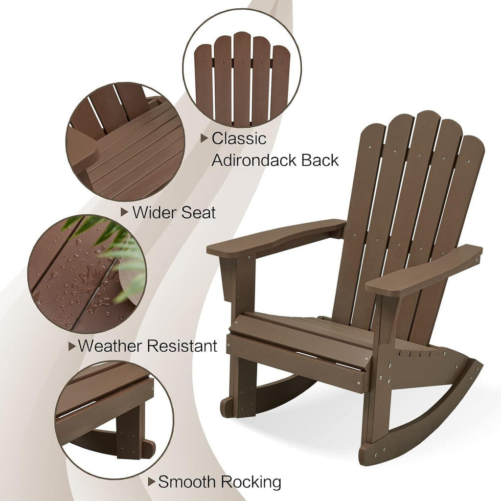 psilvam hdpe adirondack patio rocking chair set of, side view