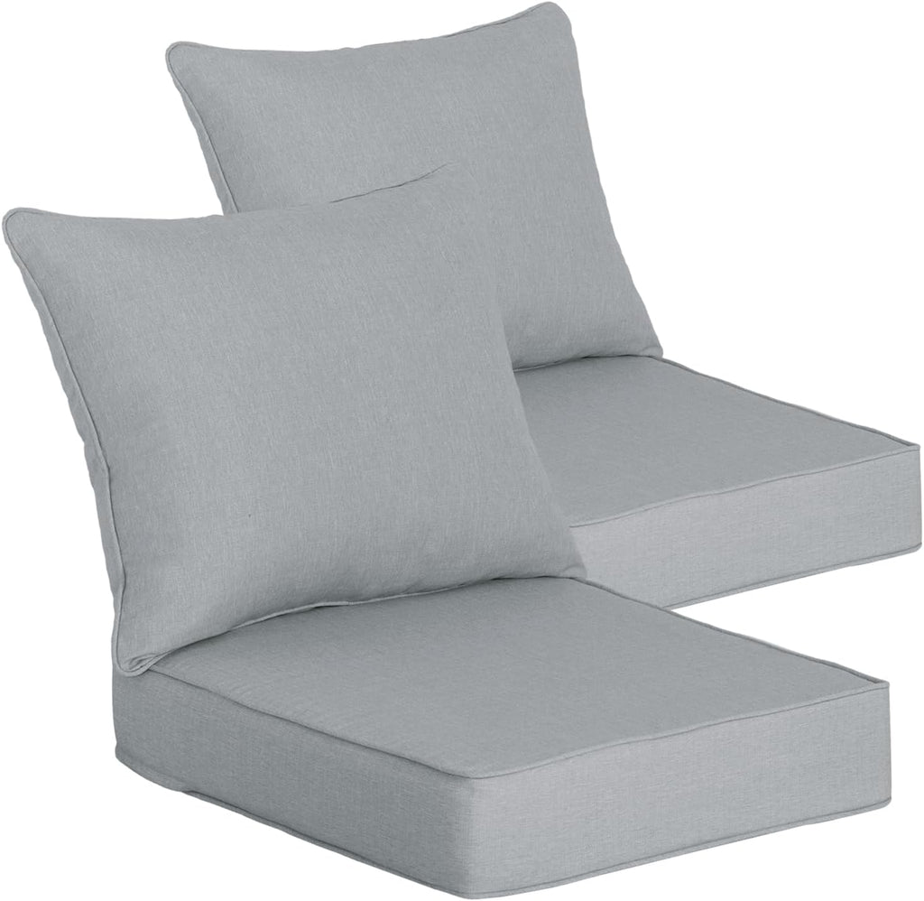 Goodgoods 24x24 Outdoor Deep Seat Cushions 2-Pack, 30D Foam, Stone Gray