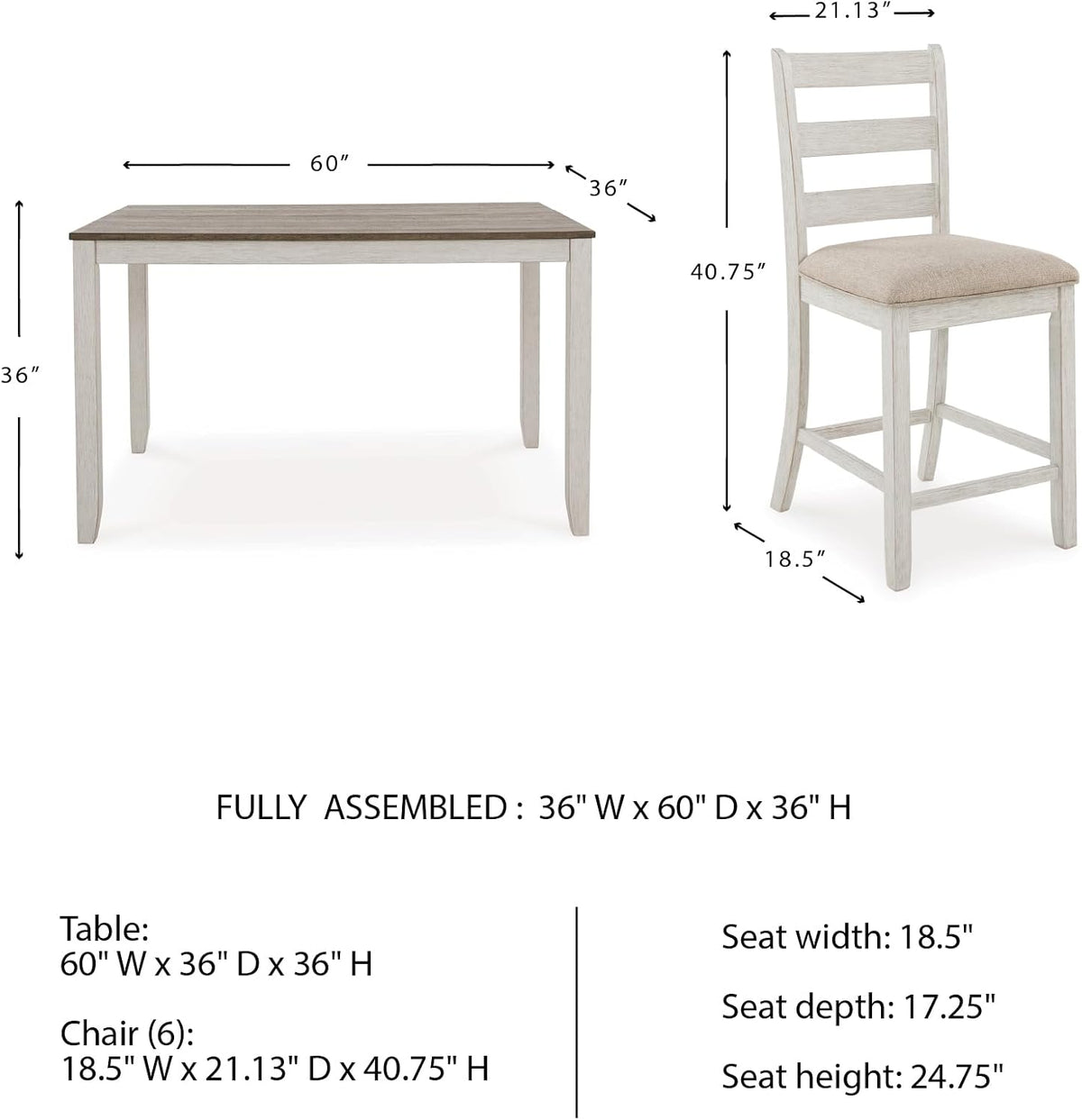 Signature Design by Ashley Skempton Counter Height Dining Table Set for 6