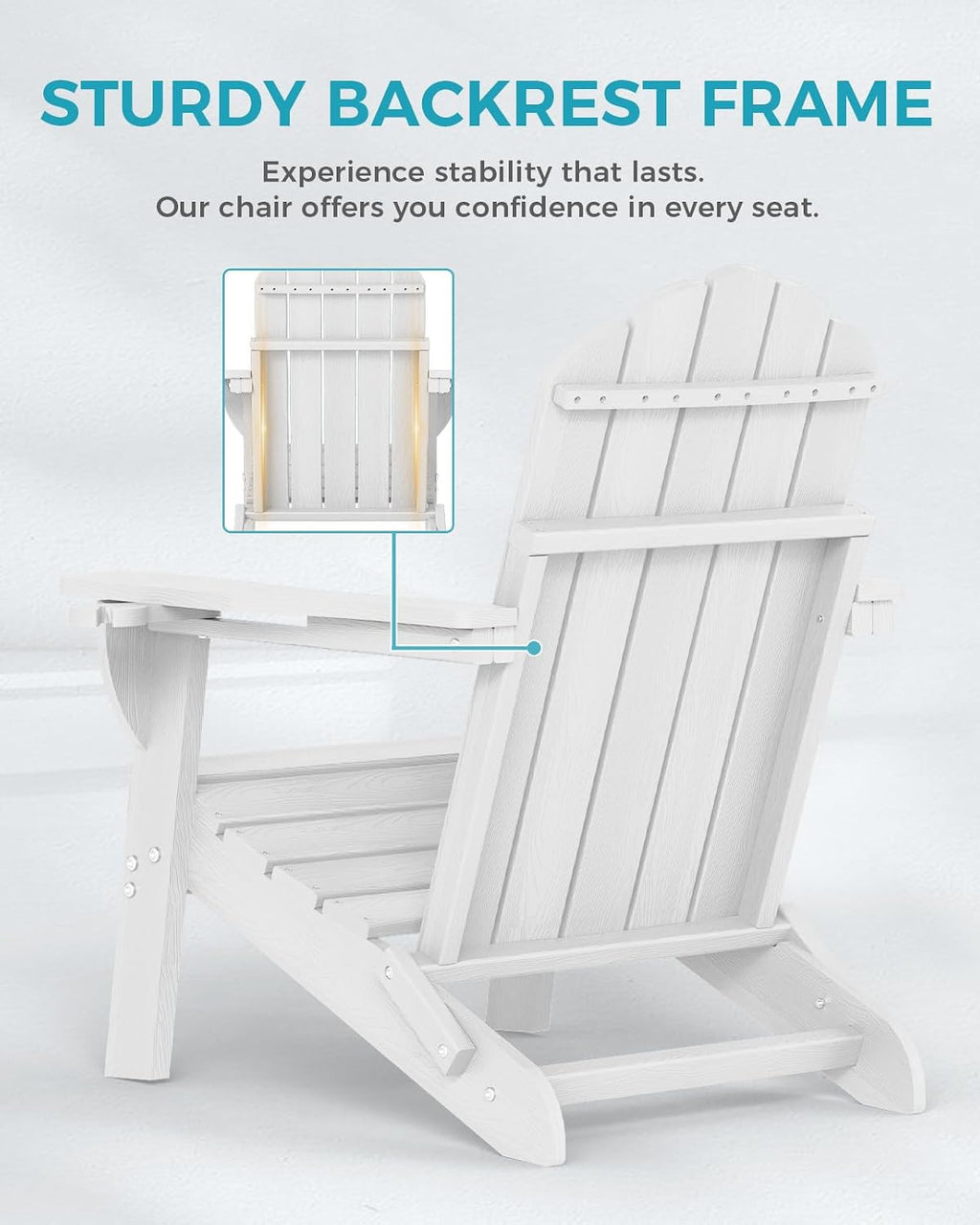Folding Adirondack Chairs Set of 4, Plastic Patio Chair with 2 Cup Holders
