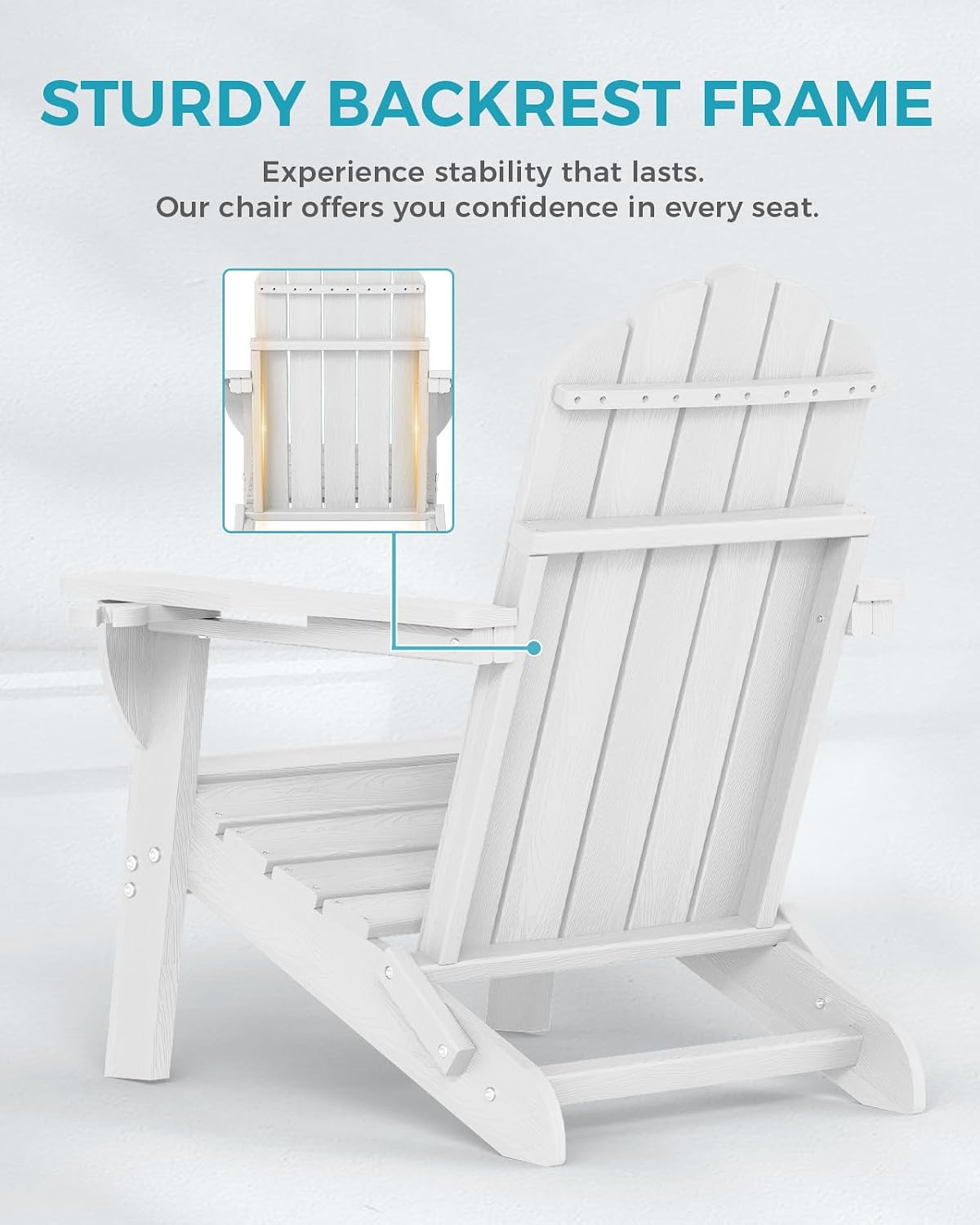 Folding Adirondack Chairs Set of 4, Plastic Patio Chair with 2 Cup Holders