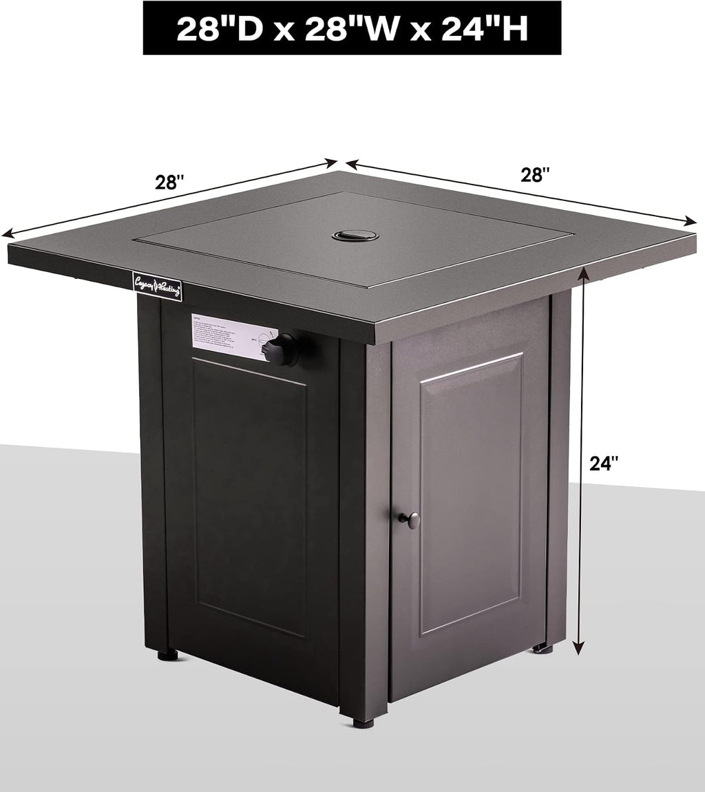 LEGACY HEATING 28in Gas Fire Pit Table, Outdoor Firepit