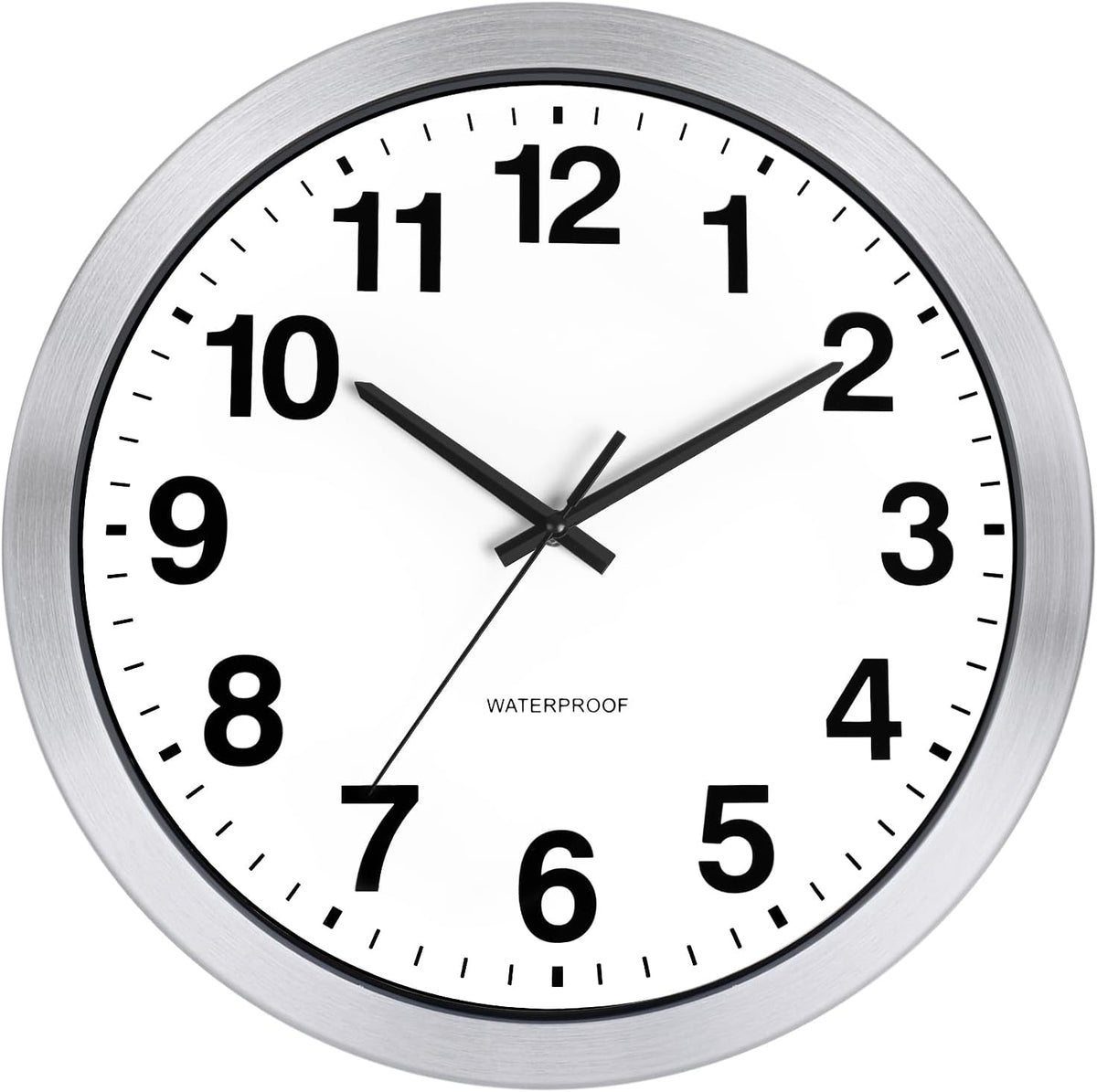 Caysie 16 Inch Sealed Large Outdoor Clocks Waterproof-Silver