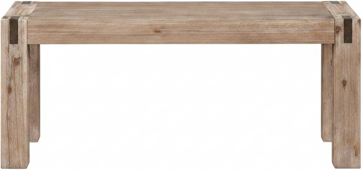 Alaterre Furniture Woodstock 40-Inch Entryway Bench with Bronze Metal Inset