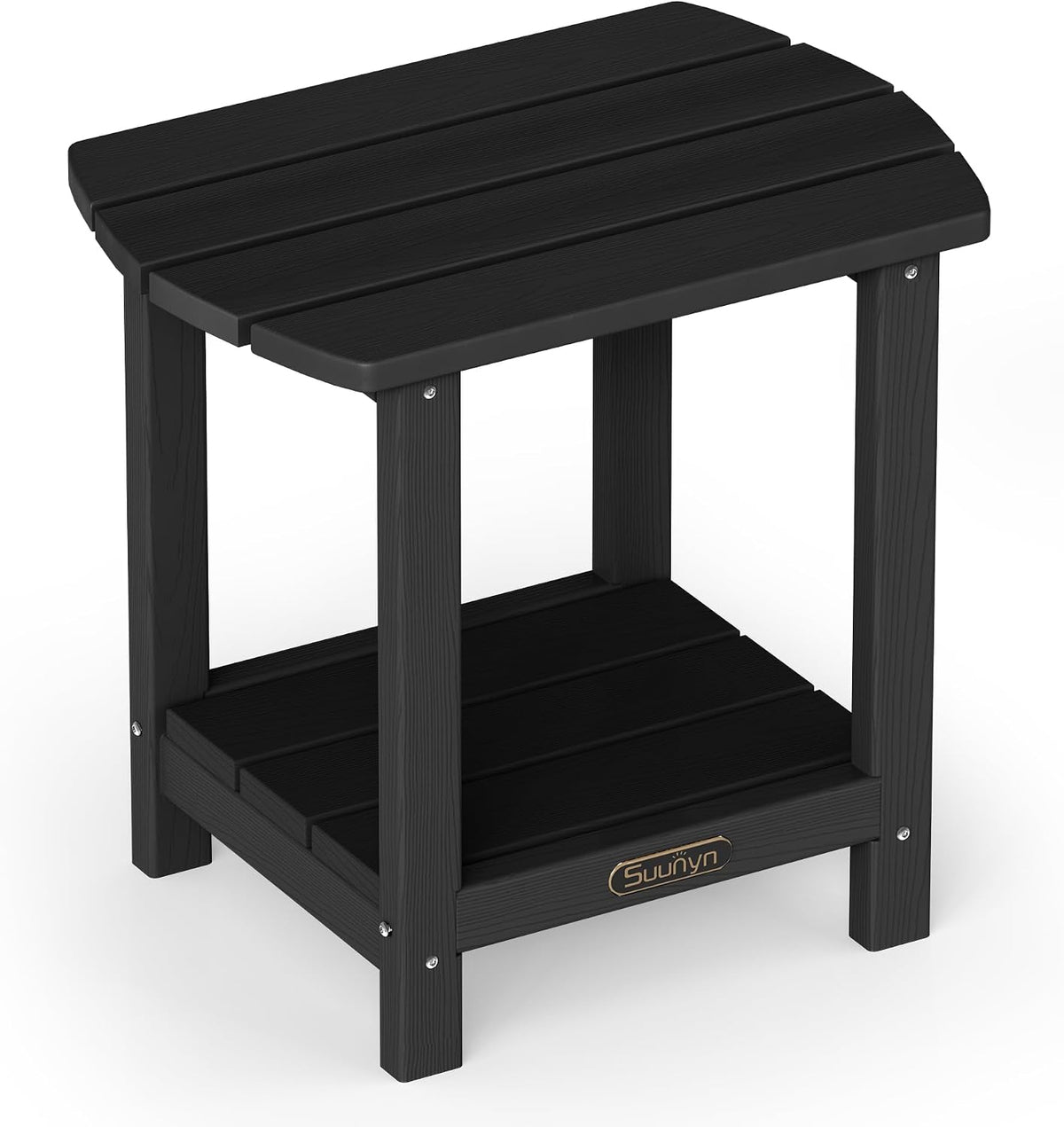 2-Tier HDPE Outdoor Side Table, Adirondack End Table, Black