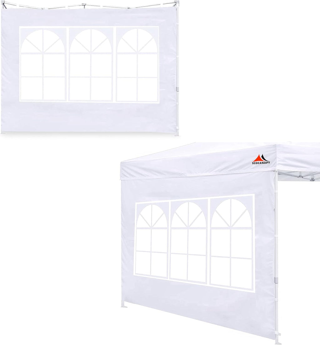 SCOCANOPY SideWall with Window for 10x10 Canopy Frame, 2 Pcs Sunwalls Only,White