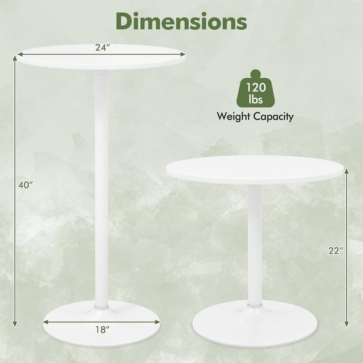 COSTWAY Round Bistro Table, Height Adjustable Bar Height Cocktail Table