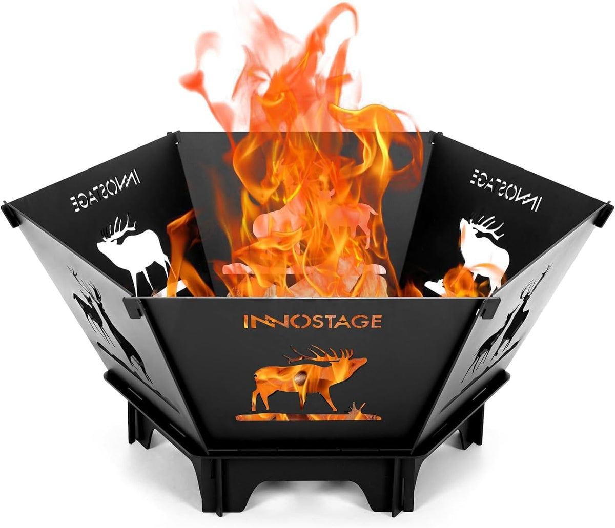 23Inch Collapsible Fire Pit for Camping with Tote Bag