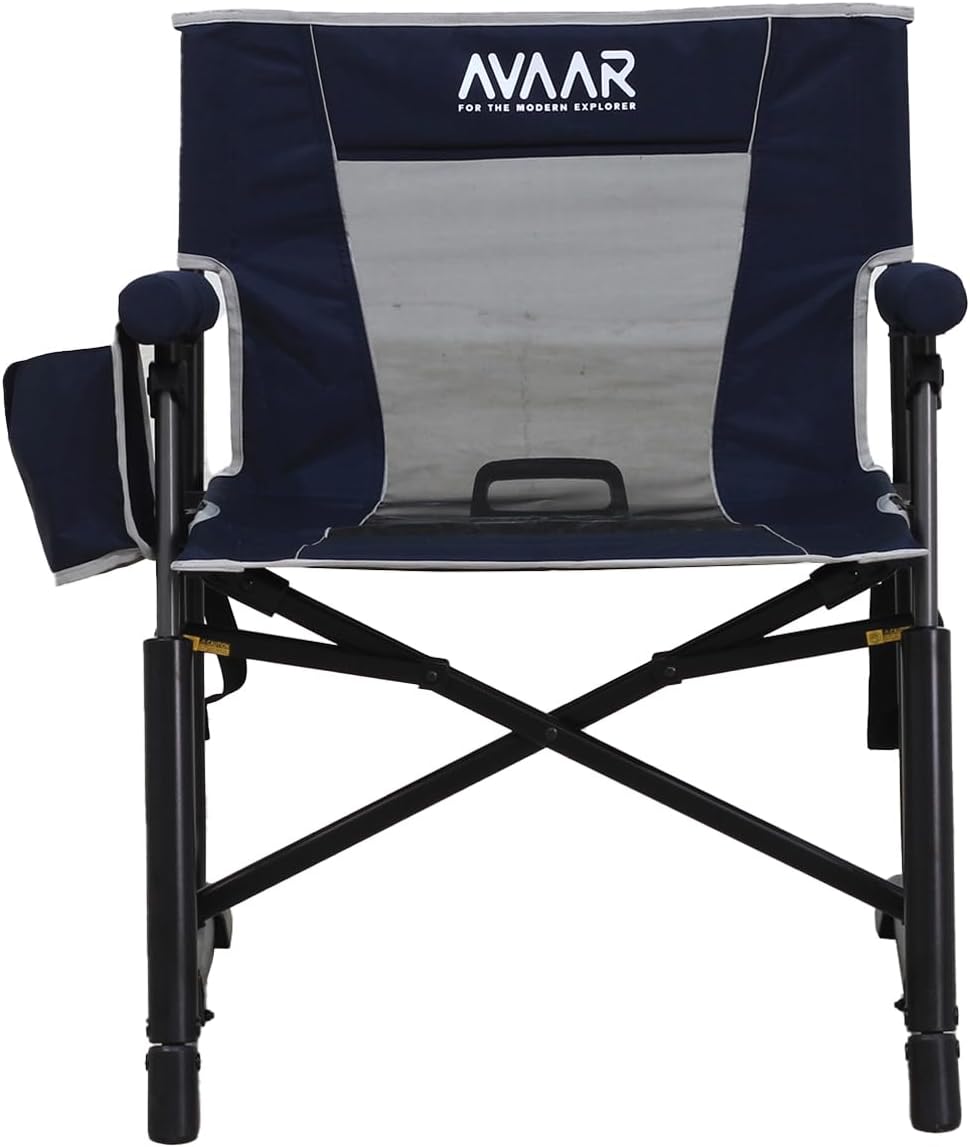 Go-Flow Compact Rocking Camping Chair,Durable Armrests,Drink Holder & Comfortable Backrest,Portable Travel Seat for Camping, Fishing, Lawn, Beach, Patio,400LBS Capacity, Indigo Blue
