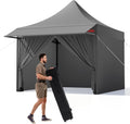 10x10 Heavy Duty Pop Up Canopy Tent with Awning and Sidewalls, Grey