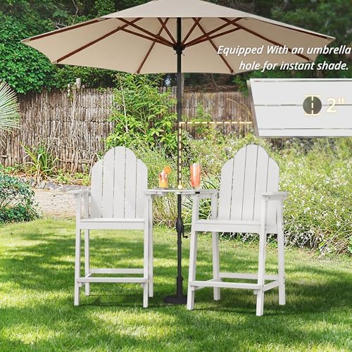 LUE BONA Tall Adirondack Chair Set of 2, HDPS Bar Height Chairs, White