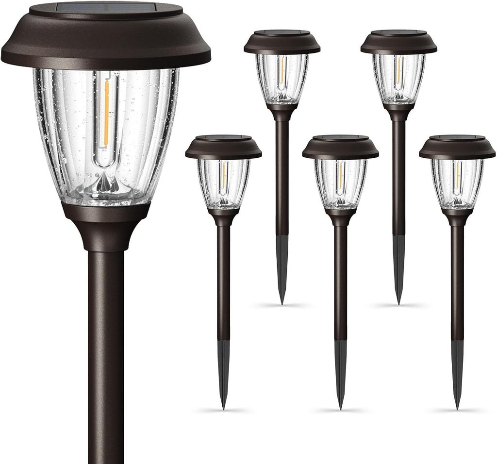 XMCOSY+ Solar Pathway Lights Outdoor, 6 Pack 2-Mode Solar Garden Lights