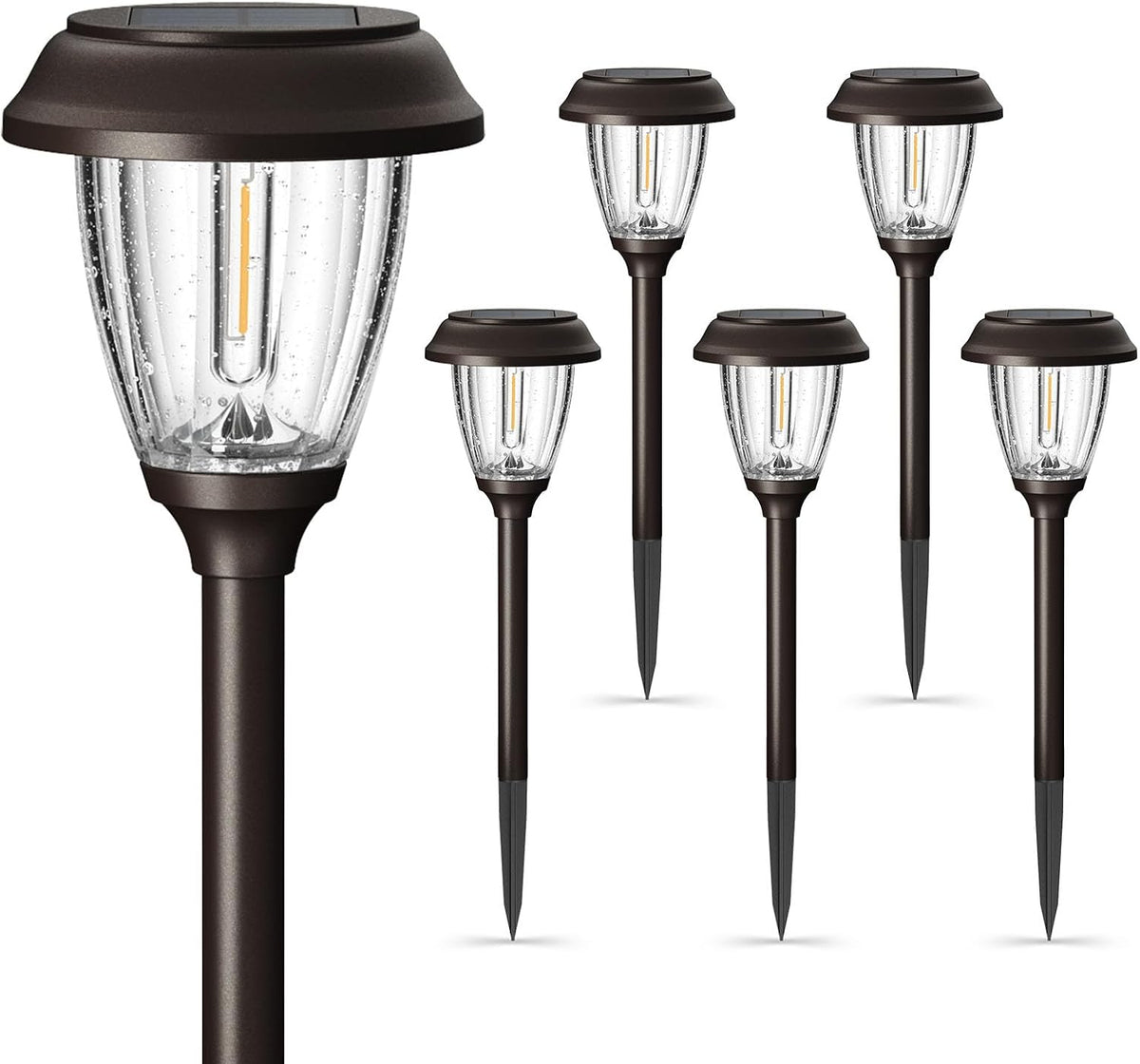 XMCOSY+ Solar Pathway Lights Outdoor, 6 Pack 2-Mode Solar Garden Lights