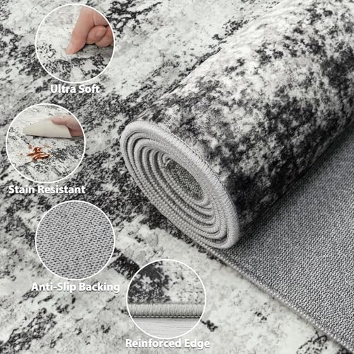 Tosuoka 9x12 Area Rugs for Living Room Abstract Washable Black Rug