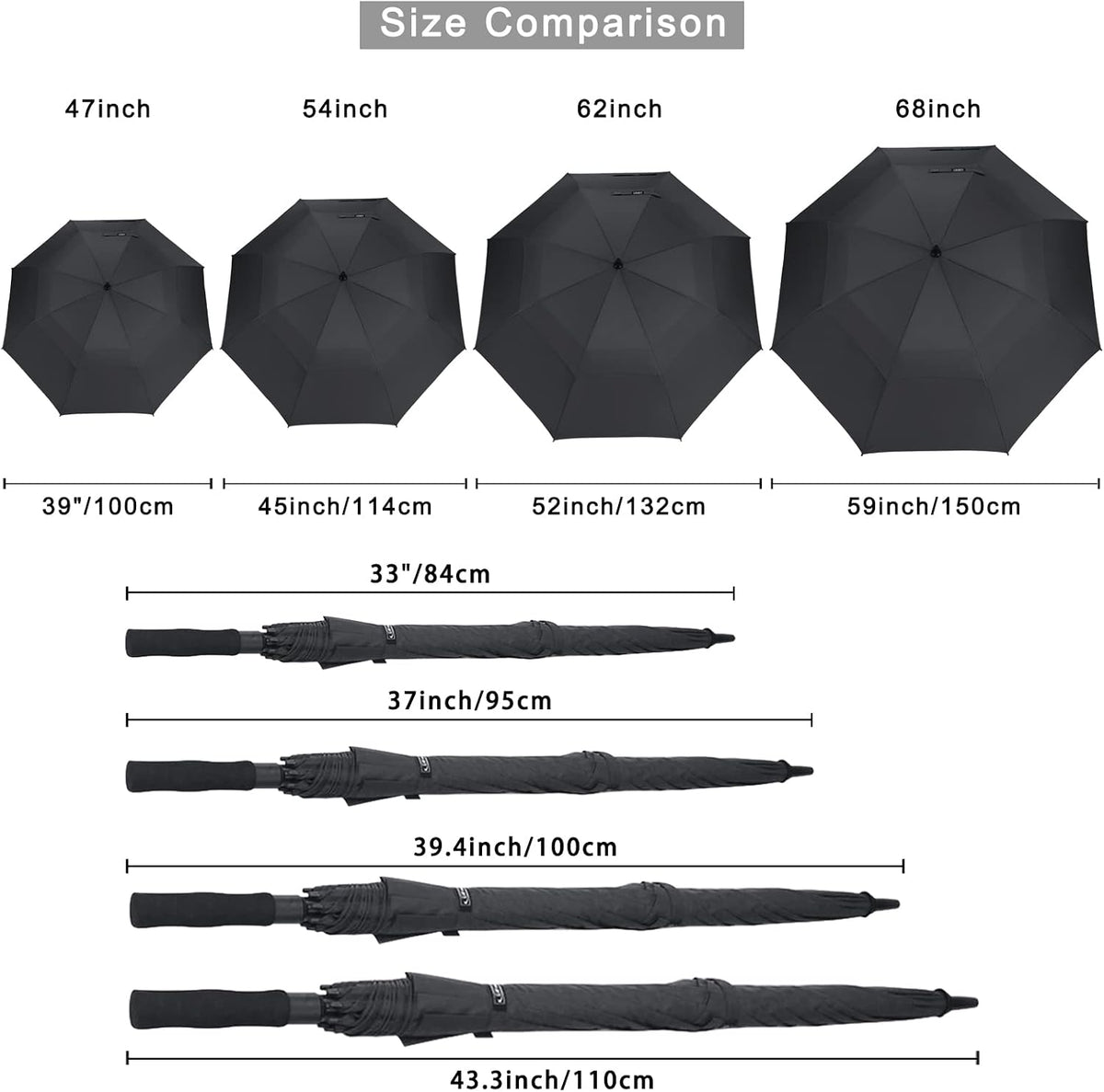 G4Free 47/54/62/68/72 Inch Golf Umbrella Windproof Auto Open Large Umbrella