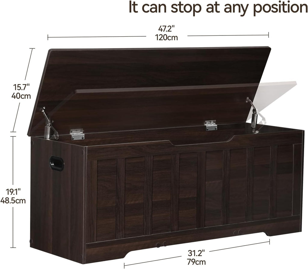 VANKILEY 47.2" Storage Chest Extra Large,Wooden Storage Trunk(Espresso)