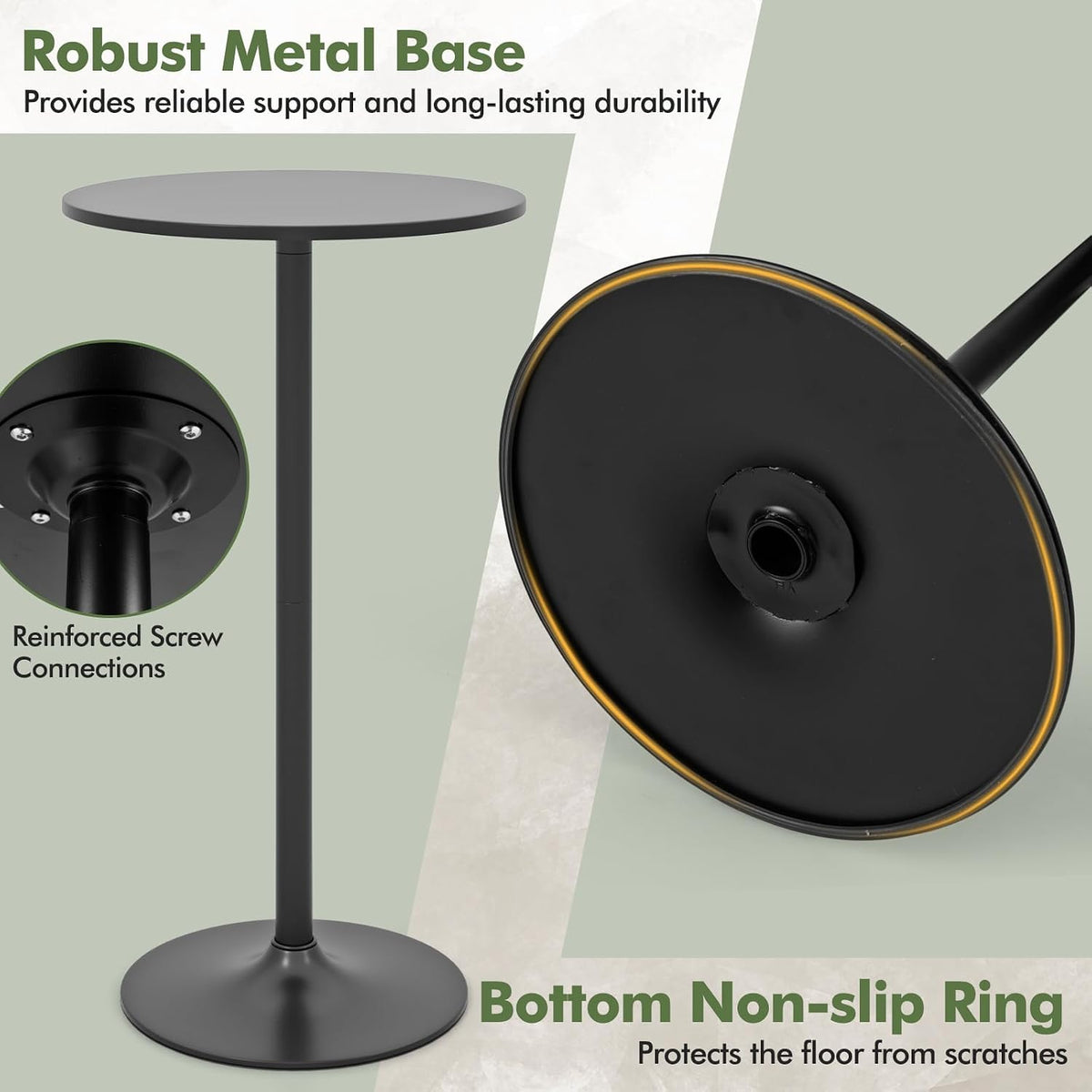 COSTWAY Round Bistro Table, Height Adjustable Bar Height Cocktail Table